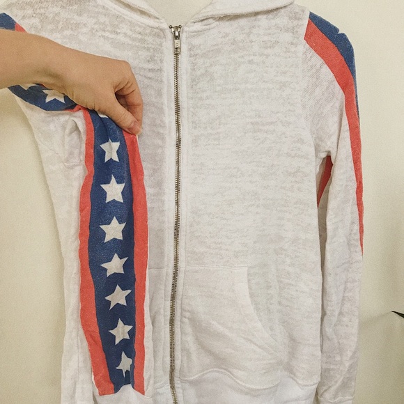 WILDFOX USA Star Hoodie, White/Red/Blue, Size Small / Medium, Super Soft! - Picture 3 of 10